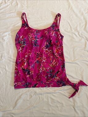 Swimsuits For All Magenta Pink Floral Tie-Hem Swim Cami